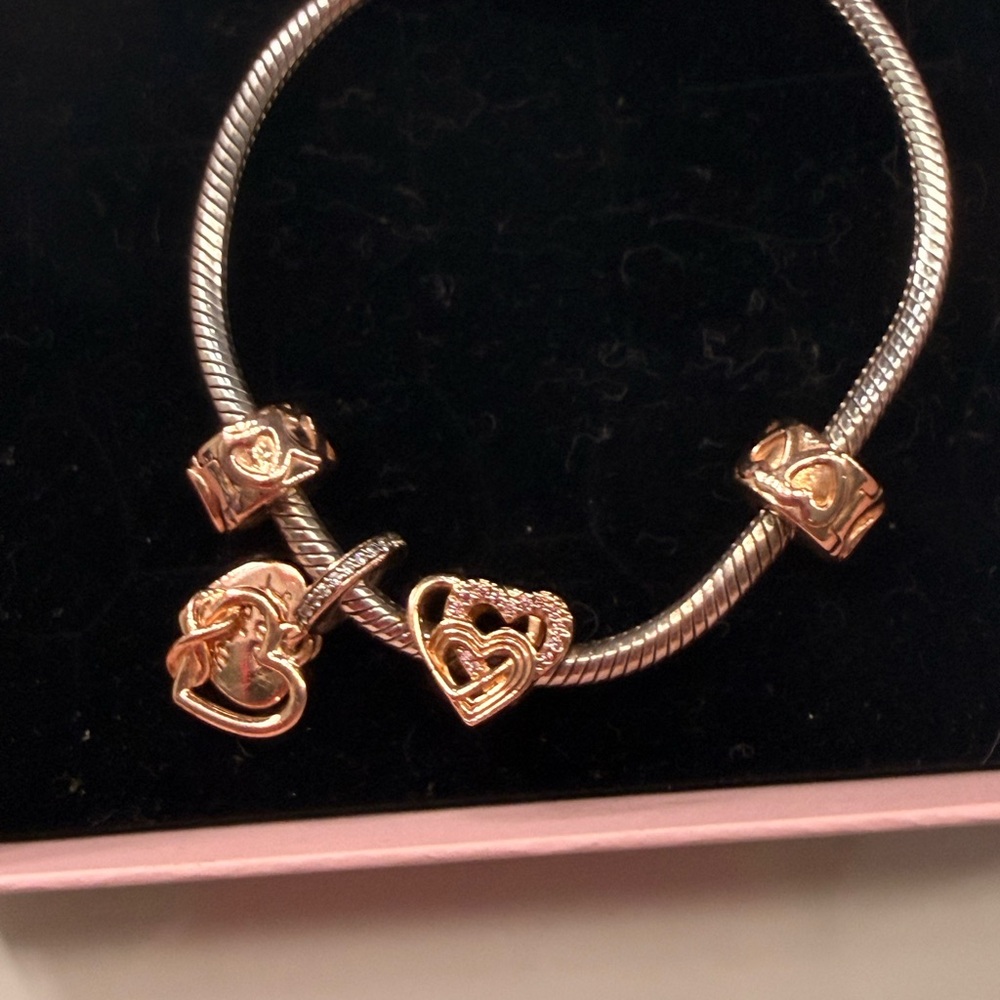 Pandora Gold and Silver with 2 Charms Bracelet - Picture 3 of 6
